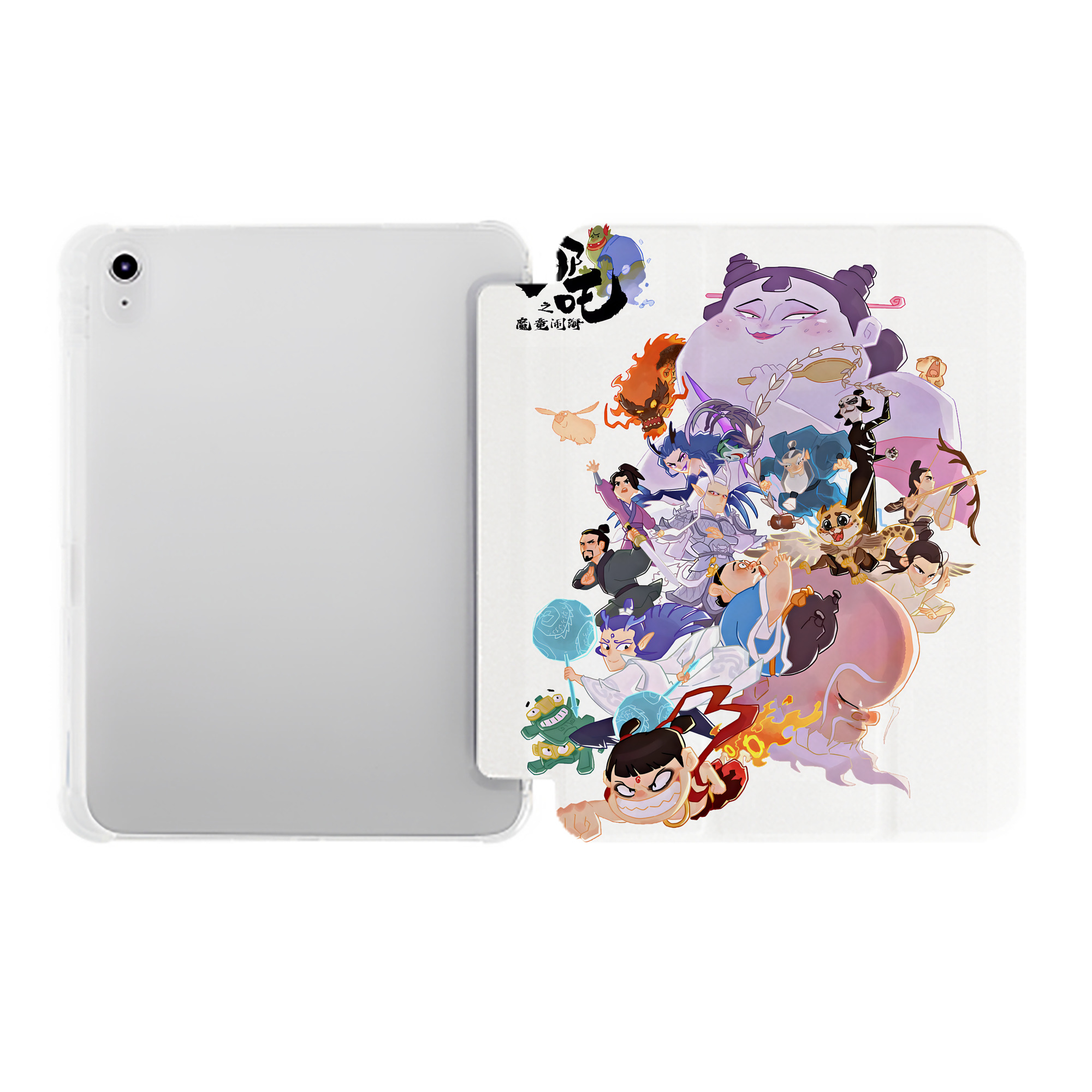 （画像用） Ne Zha 2 ナタ 魔童の大暴れ IPad ケース ペン収納付き 三つ折りスタンド PUレザー×シリコン 対応機種9.5/10.5/10.9インチ